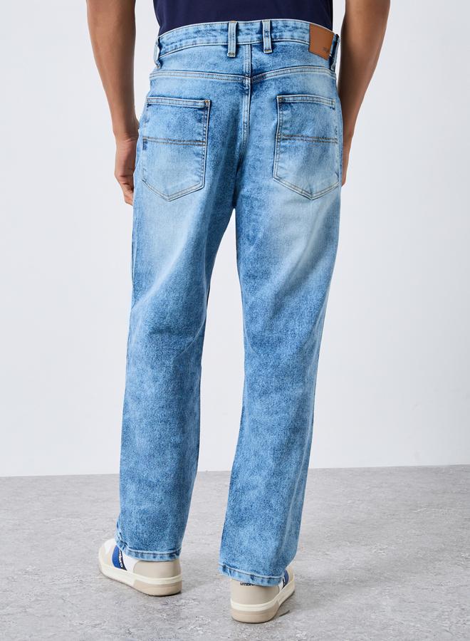 Styli Men Blue Relaxed Fit Washed Jeans - Image 3